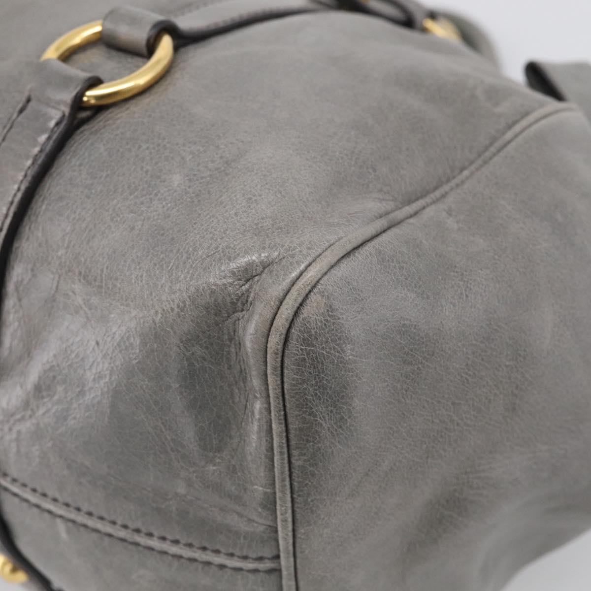 Miu Miu Hand Bag Leather 2way Gray Gold Auth 212702V