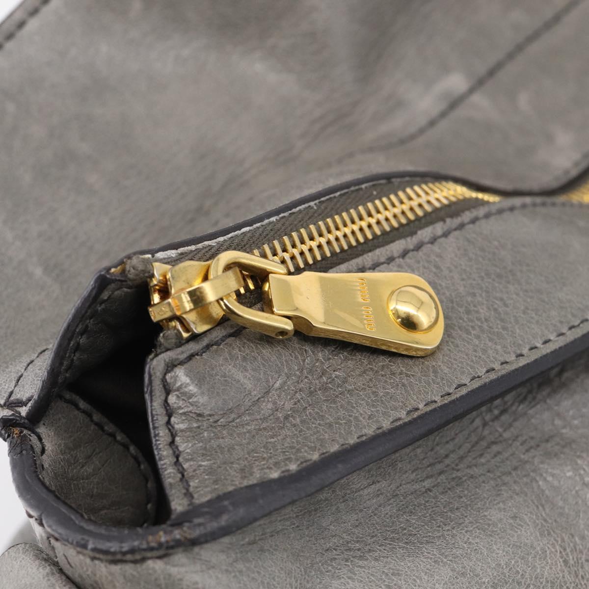 Miu Miu Hand Bag Leather 2way Gray Gold Auth 212702V