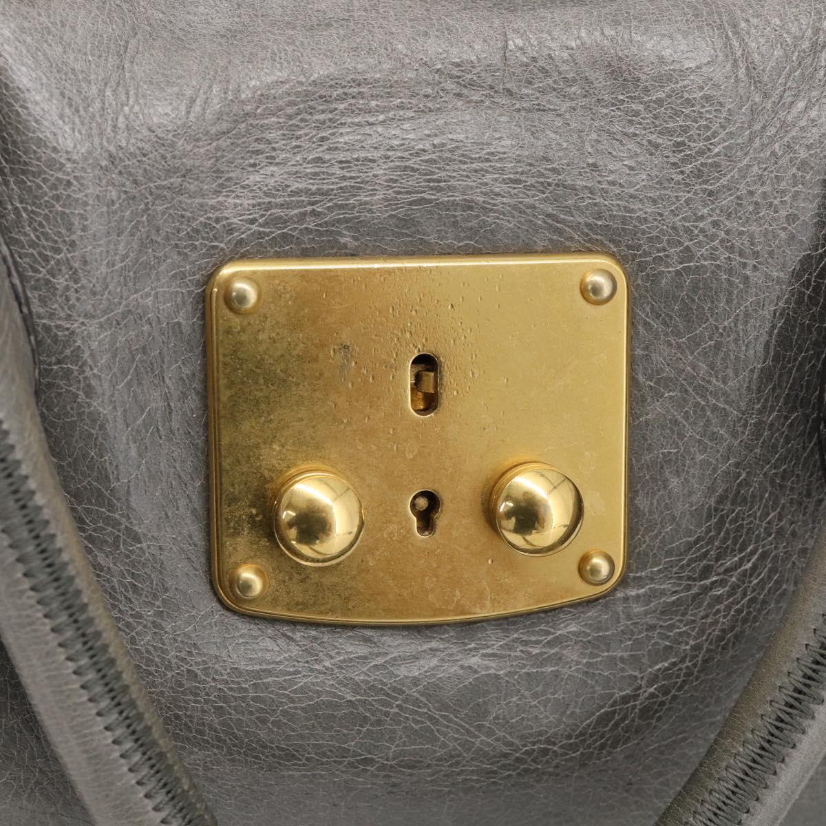 Miu Miu Hand Bag Leather 2way Gray Gold Auth 212702V