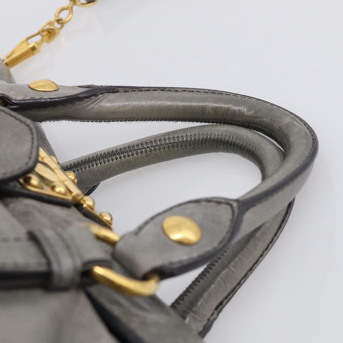 Miu Miu Hand Bag Leather 2way Gray Gold Auth 212702V