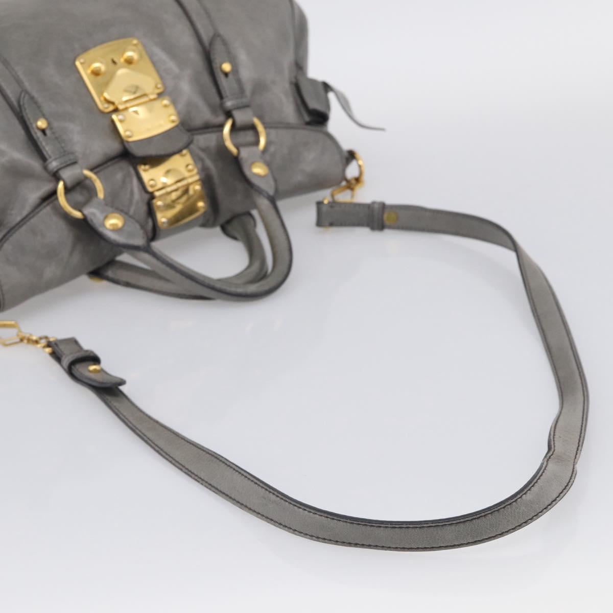 Miu Miu Hand Bag Leather 2way Gray Gold Auth 212702V