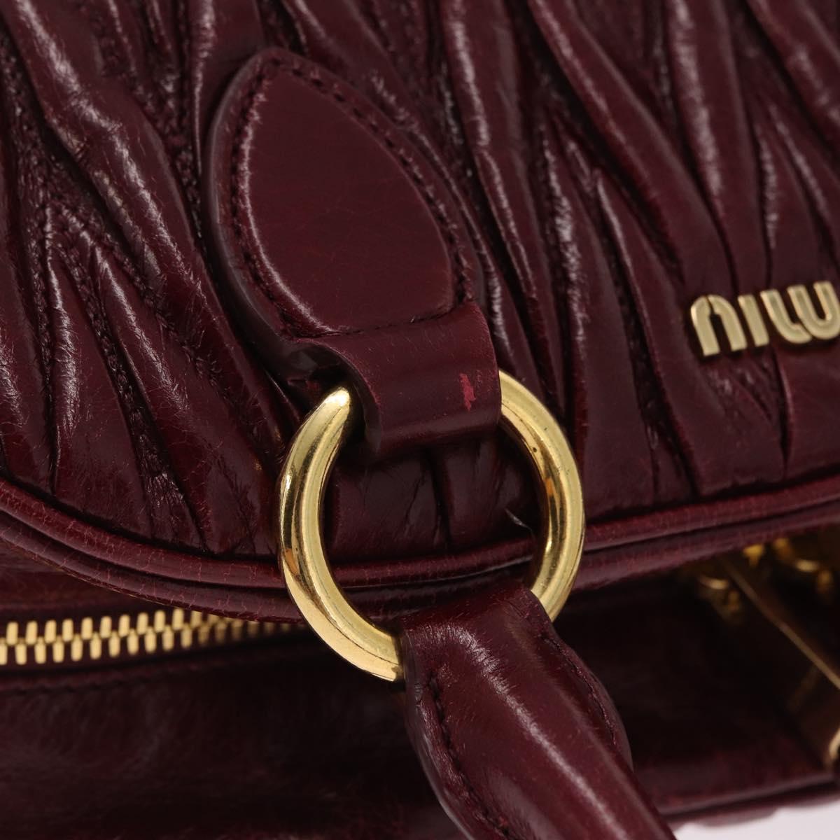 Miu Miu Matelasse Hand Bag Leather 2way Red Gold Auth 212705M