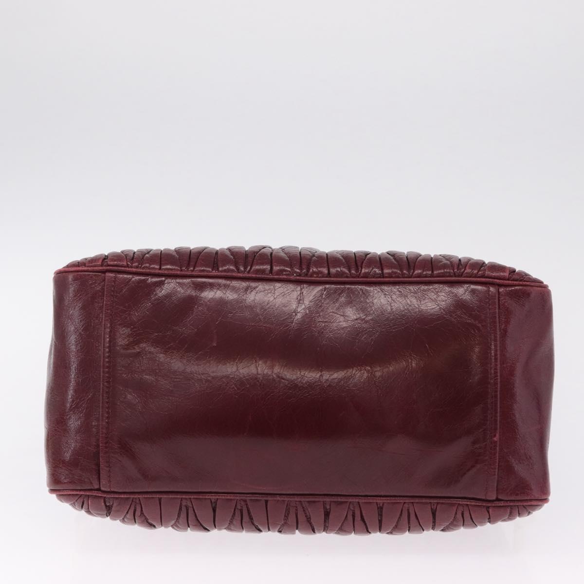 Miu Miu Matelasse Hand Bag Leather 2way Red Gold Auth 212705M