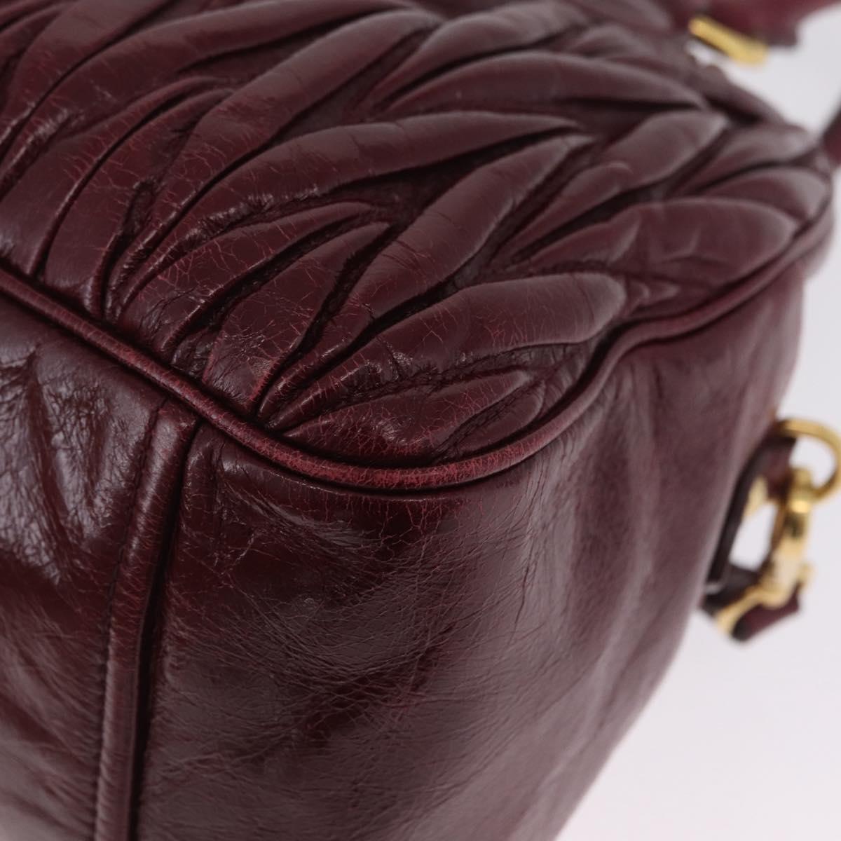 Miu Miu Matelasse Hand Bag Leather 2way Red Gold Auth 212705M