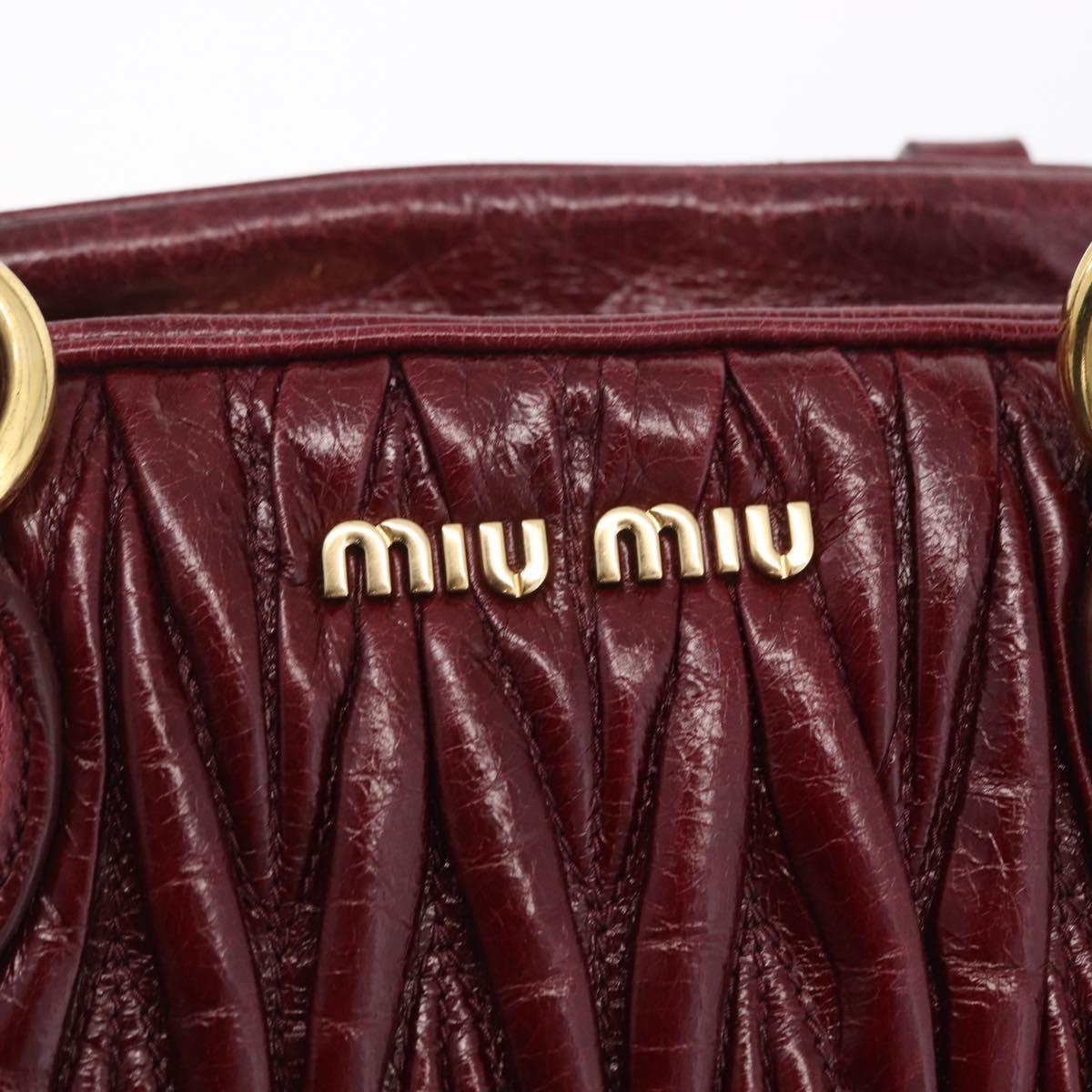 Miu Miu Matelasse Hand Bag Leather 2way Red Gold Auth 212705M