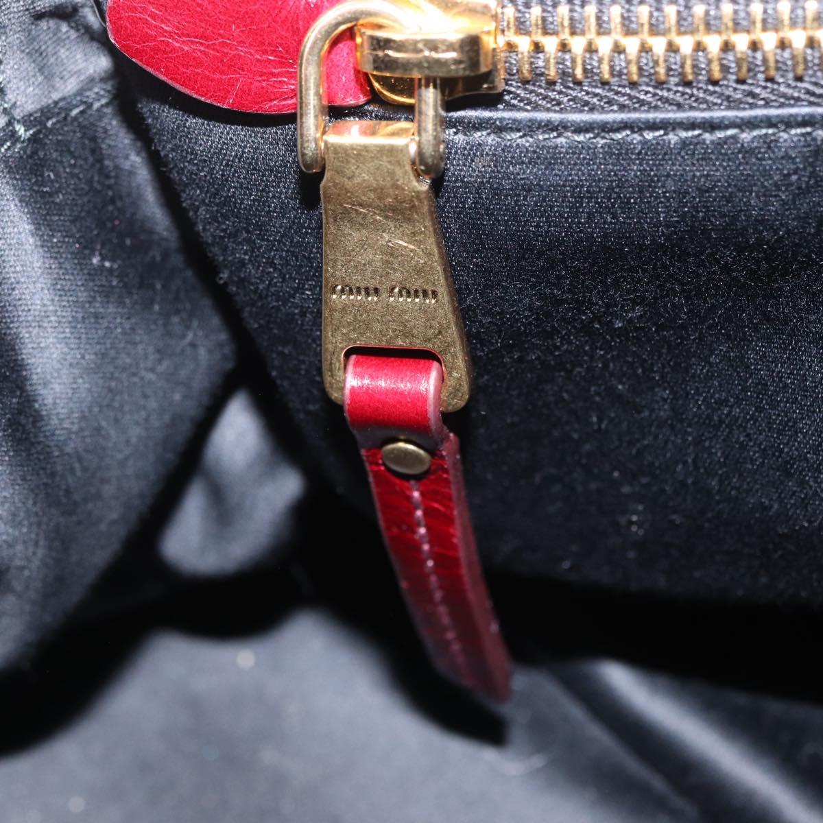 Miu Miu Matelasse Hand Bag Leather 2way Red Gold Auth 212705M
