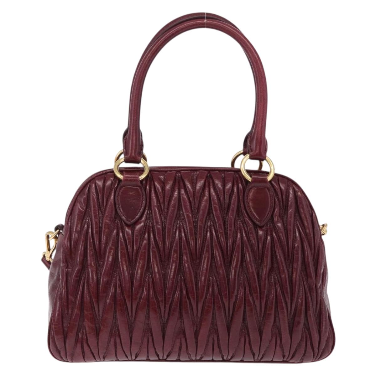 Miu Miu Matelasse Hand Bag Leather 2way Red Gold Auth 212705M