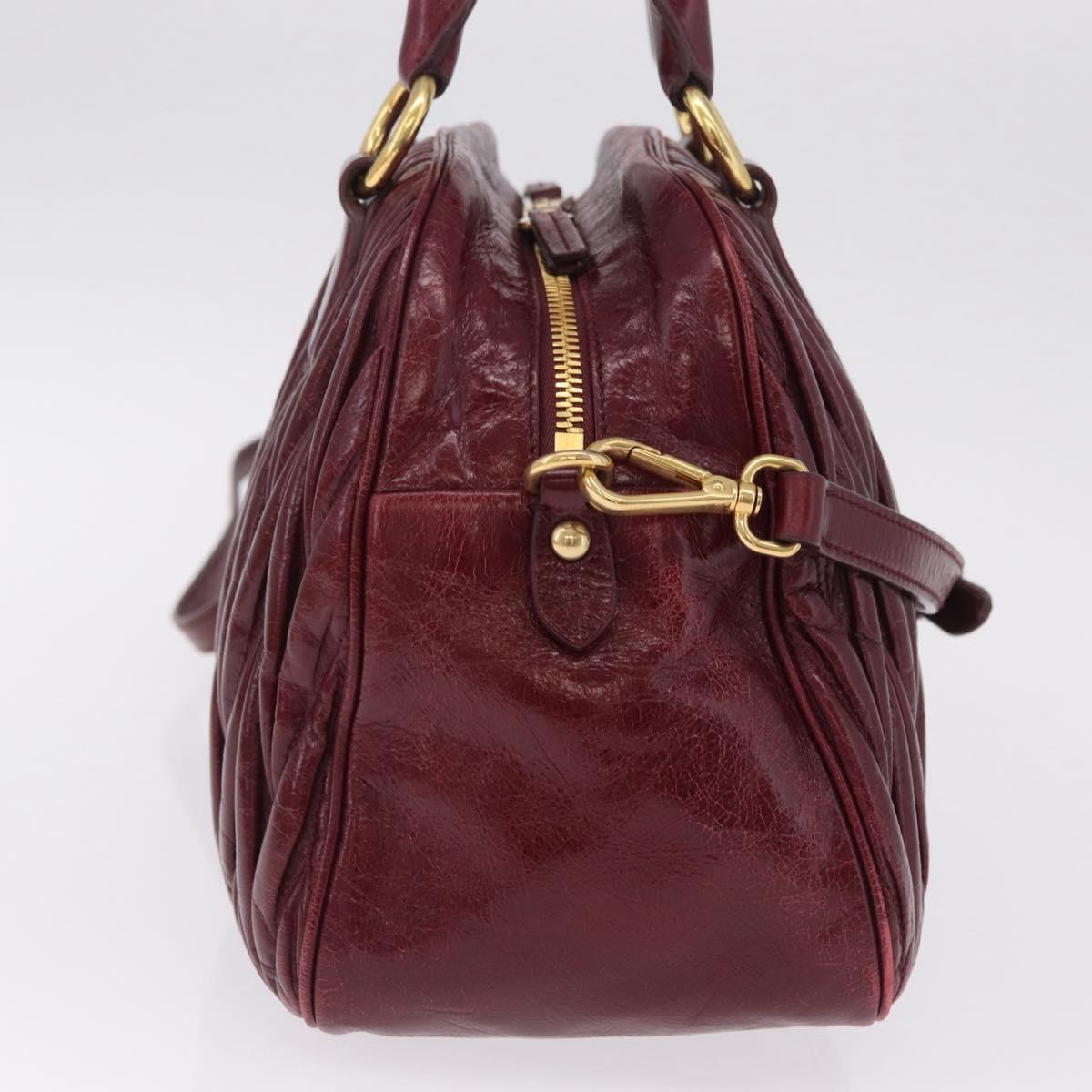 Miu Miu Matelasse Hand Bag Leather 2way Red Gold Auth 212705M