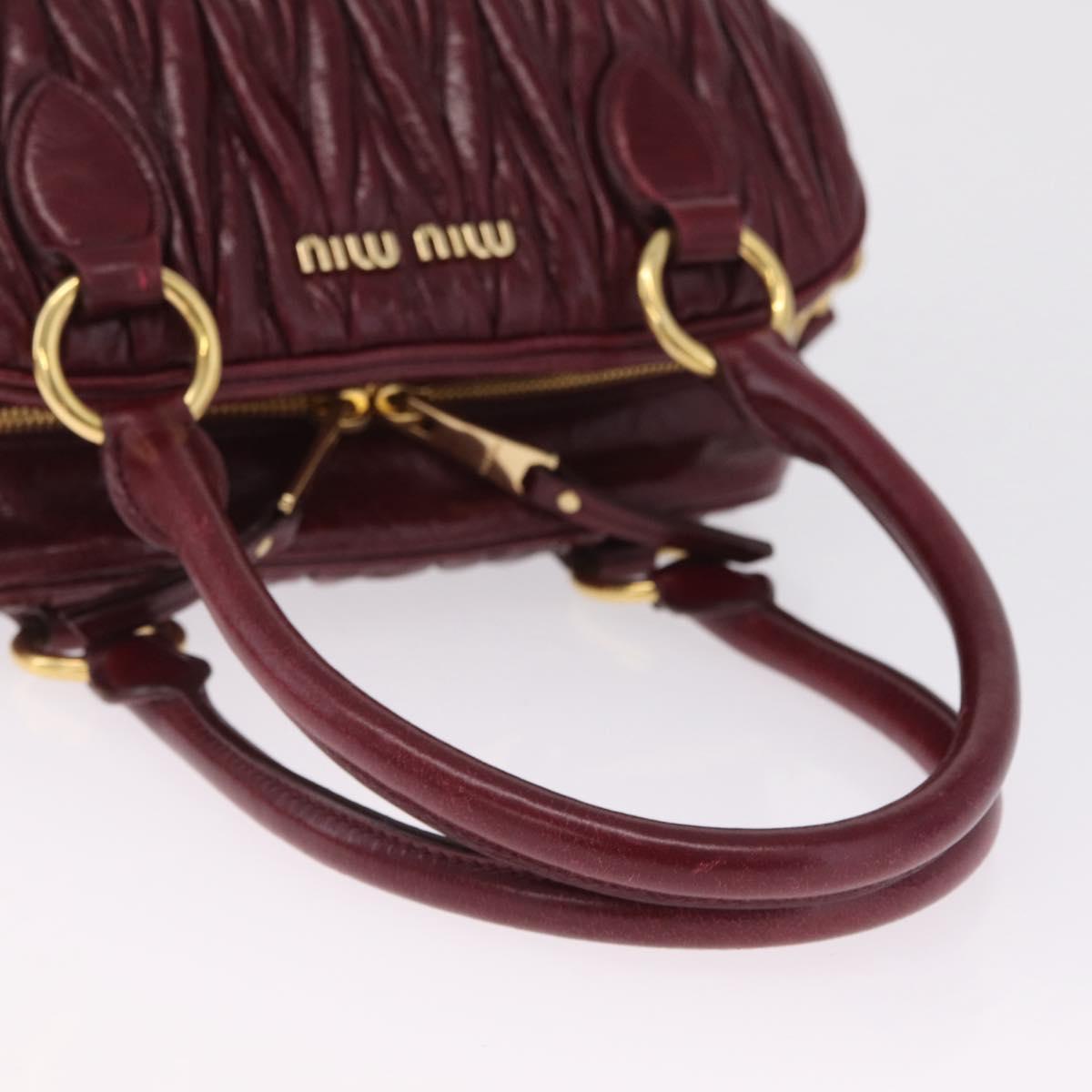 Miu Miu Matelasse Hand Bag Leather 2way Red Gold Auth 212705M
