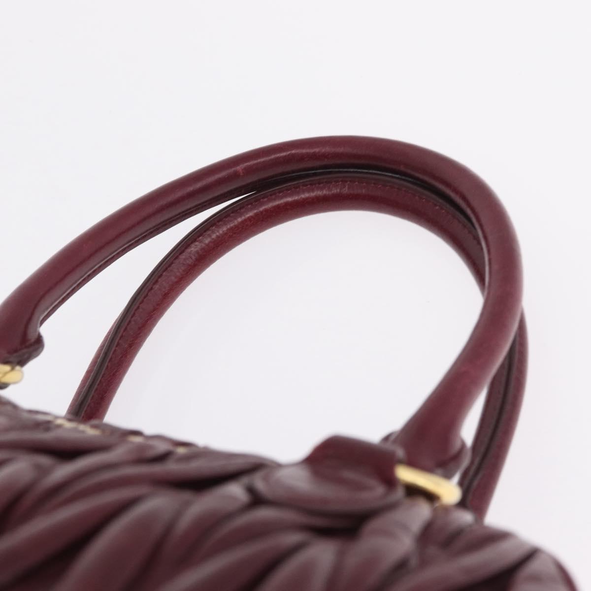 Miu Miu Matelasse Hand Bag Leather 2way Red Gold Auth 212705M