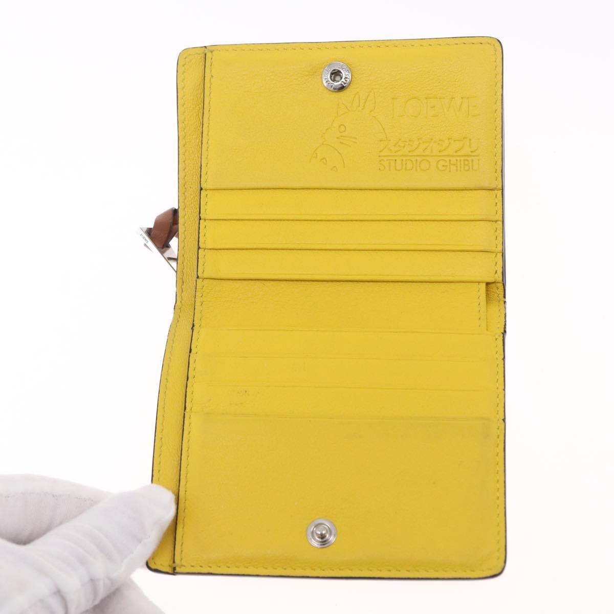 LOEWE x Studio Ghibli Medium Totoro Wallet Leather Yellow Silver Auth 212706M