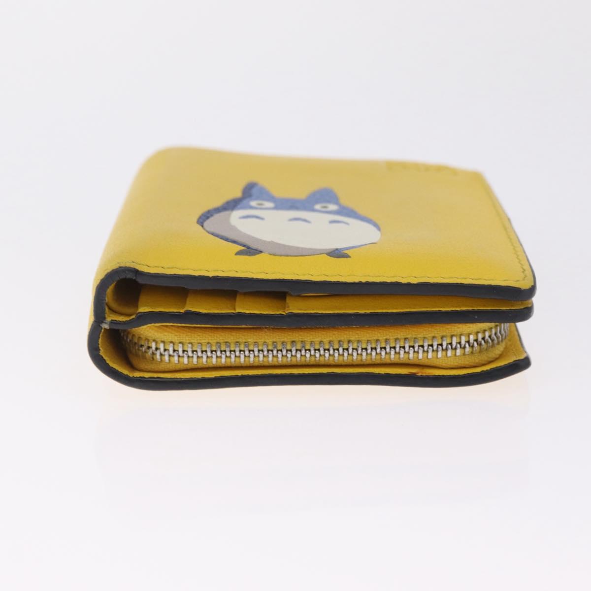 LOEWE x Studio Ghibli Medium Totoro Wallet Leather Yellow Silver Auth 212706M