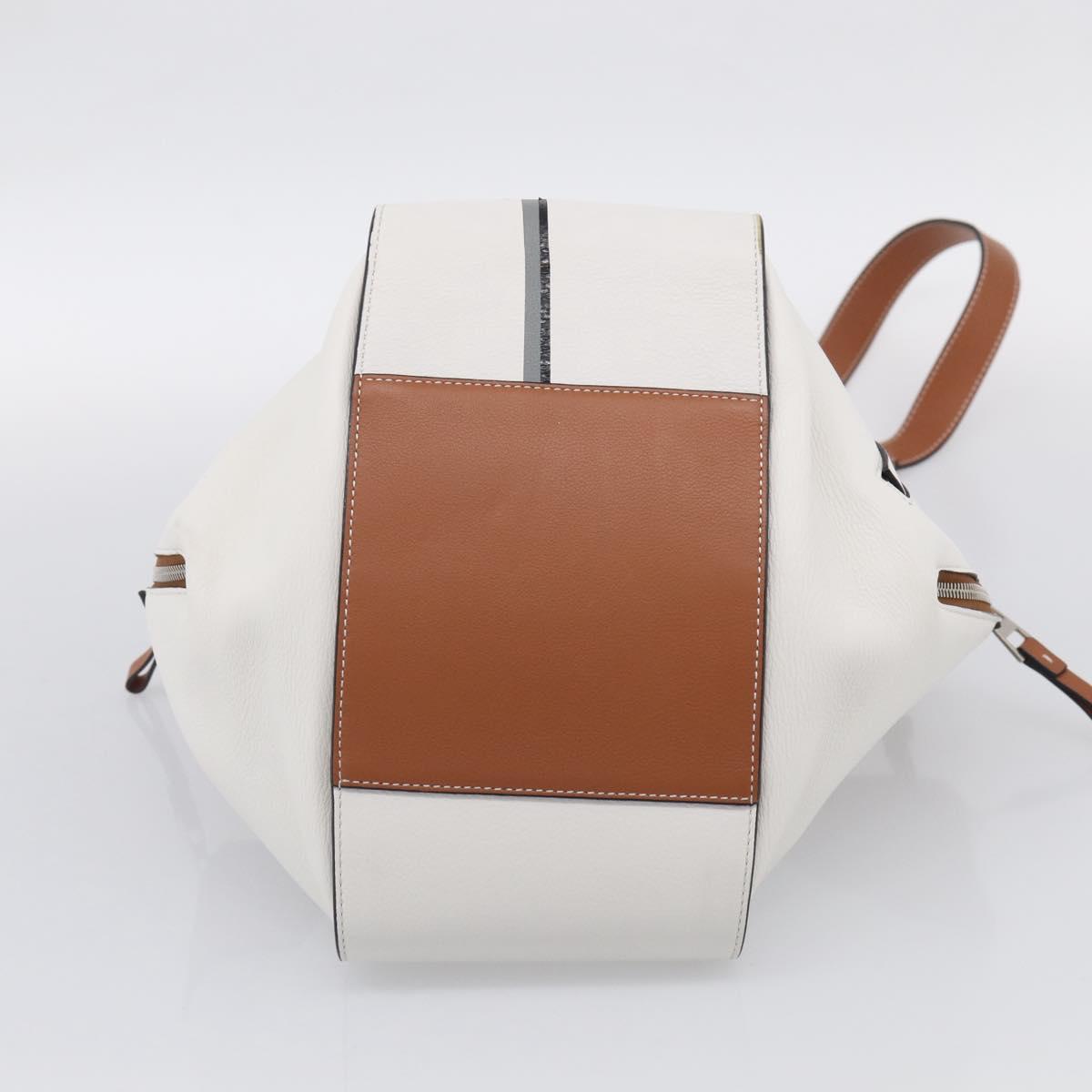 LOEWE Hammock Mini Hand Bag Leather 2way White Silver Auth 212709SM
