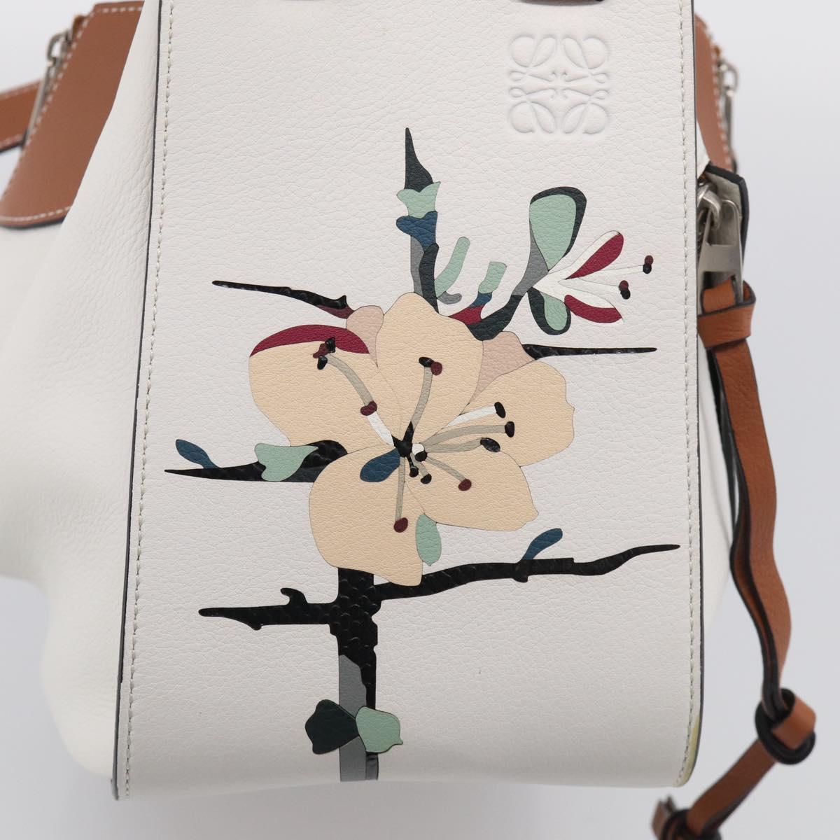 LOEWE Hammock Mini Hand Bag Leather 2way White Silver Auth 212709SM