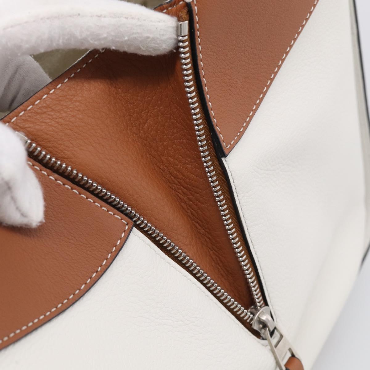 LOEWE Hammock Mini Hand Bag Leather 2way White Silver Auth 212709SM