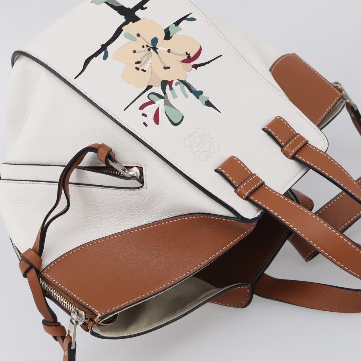 LOEWE Hammock Mini Hand Bag Leather 2way White Silver Auth 212709SM