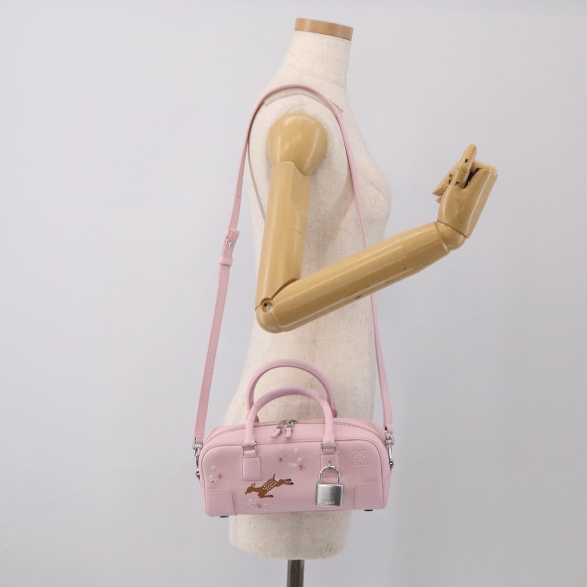 LOEWE x Suna Fujita Hammock 23 Bag Leather 2way Pink Silver Auth 212710SM
