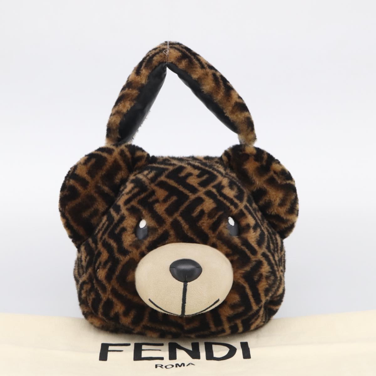 FENDI Zucca Canvas Hand Bag Bore 2way Black Brown Auth 212712SM