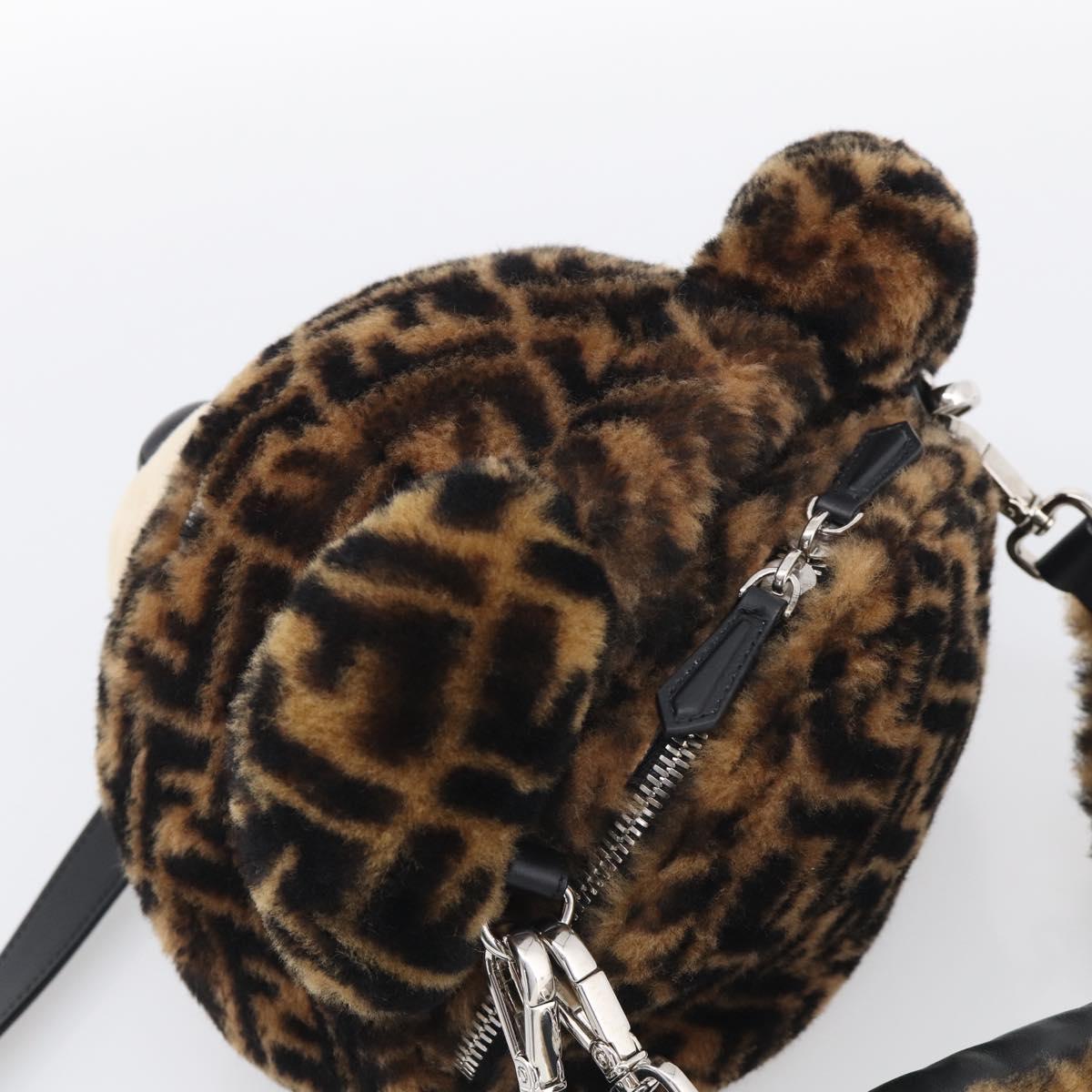 FENDI Zucca Canvas Hand Bag Bore 2way Black Brown Auth 212712SM