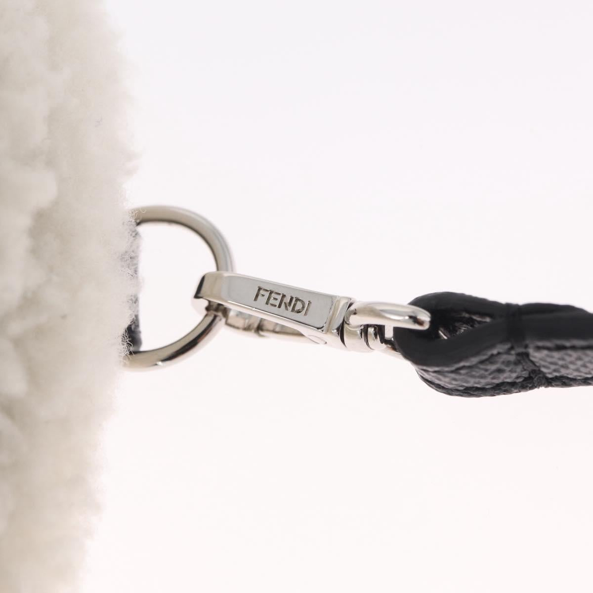 FENDI Rice Ball Shoulder Bag Mouton White Silver Auth 212713SM