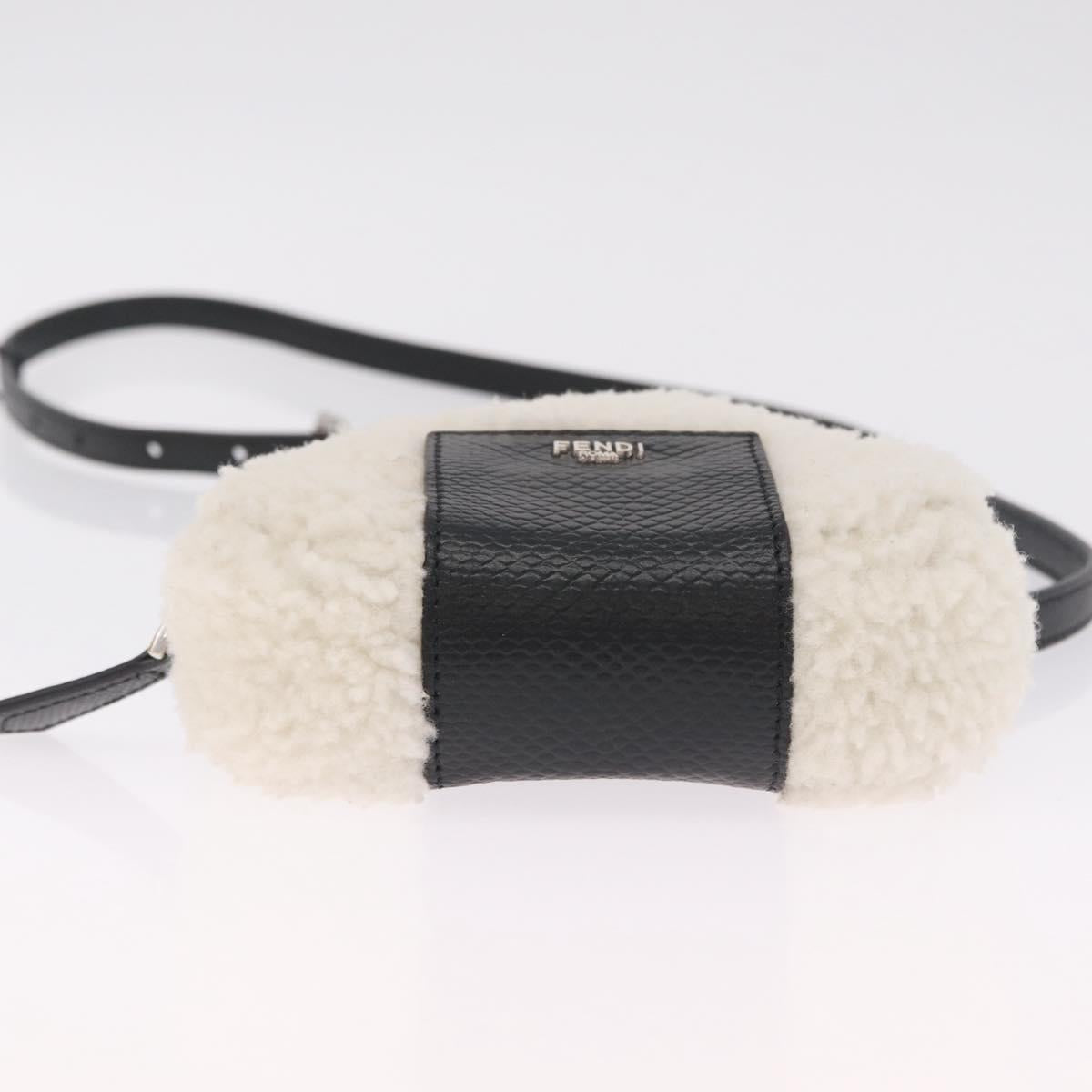 FENDI Rice Ball Shoulder Bag Mouton White Silver Auth 212713SM