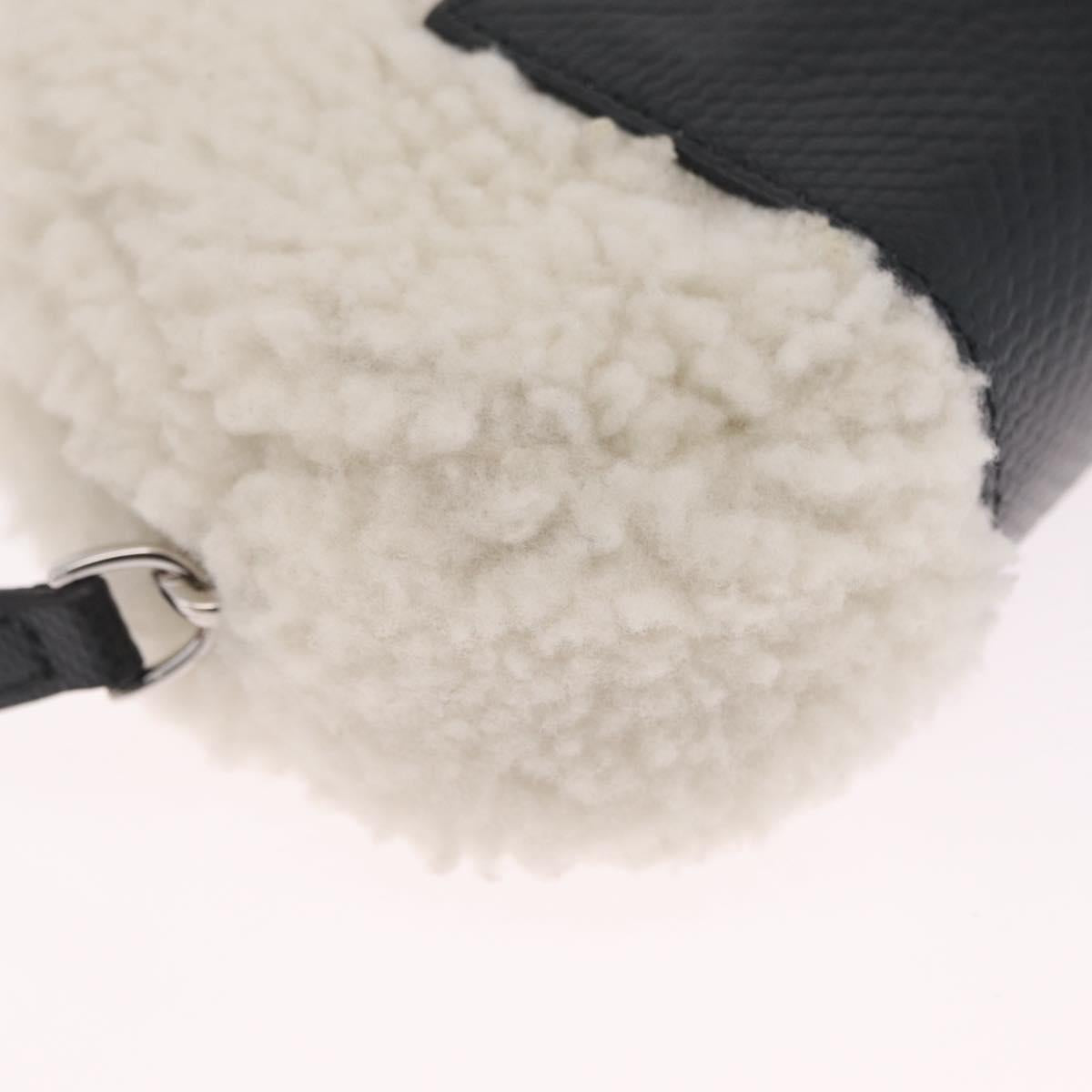FENDI Rice Ball Shoulder Bag Mouton White Silver Auth 212713SM