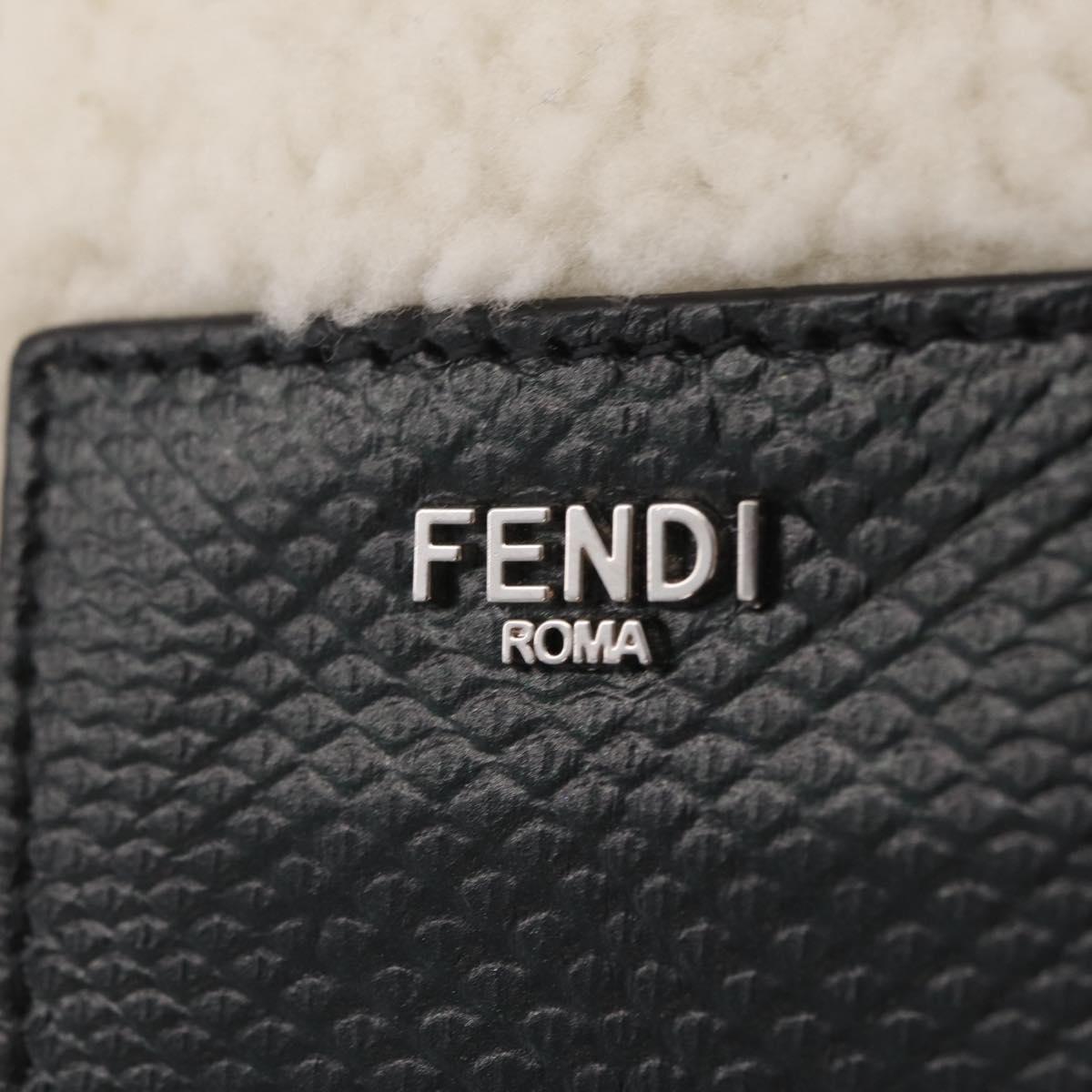 FENDI Rice Ball Shoulder Bag Mouton White Silver Auth 212713SM