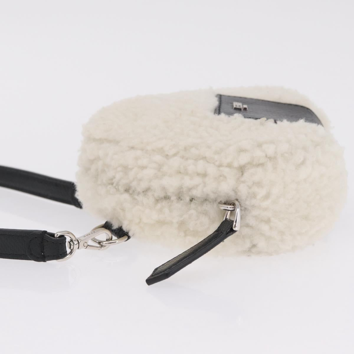 FENDI Rice Ball Shoulder Bag Mouton White Silver Auth 212713SM