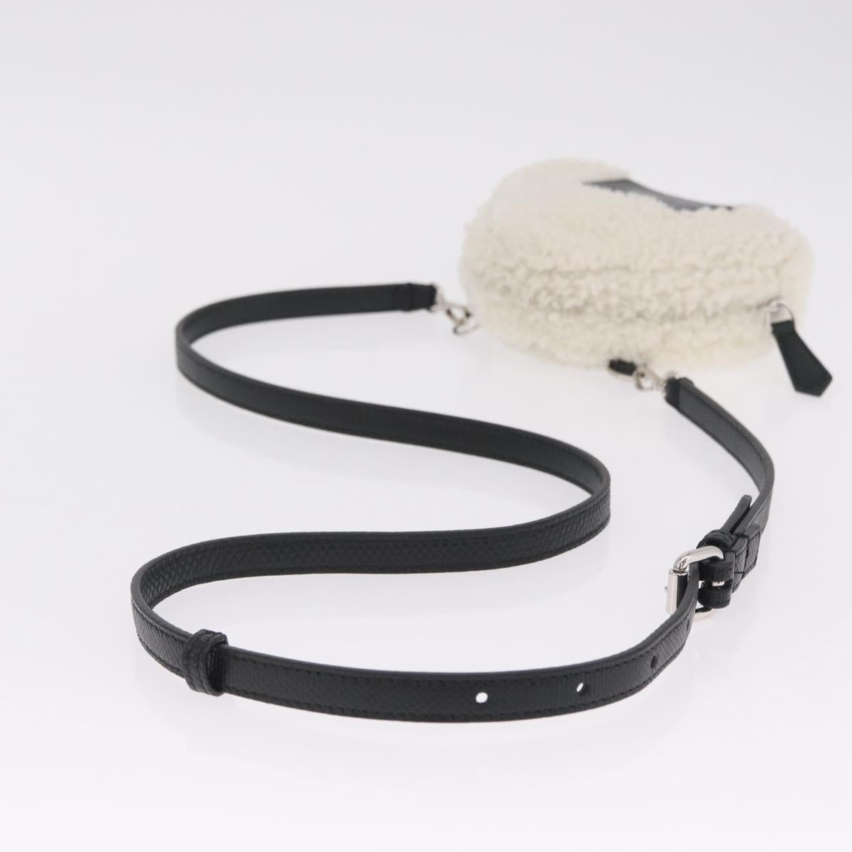 FENDI Rice Ball Shoulder Bag Mouton White Silver Auth 212713SM