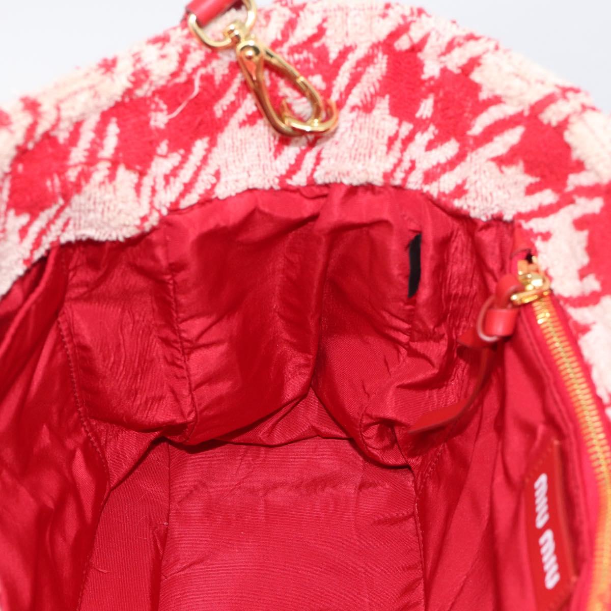Miu Miu Hand Bag Pile 2way Red Gold Auth 212716