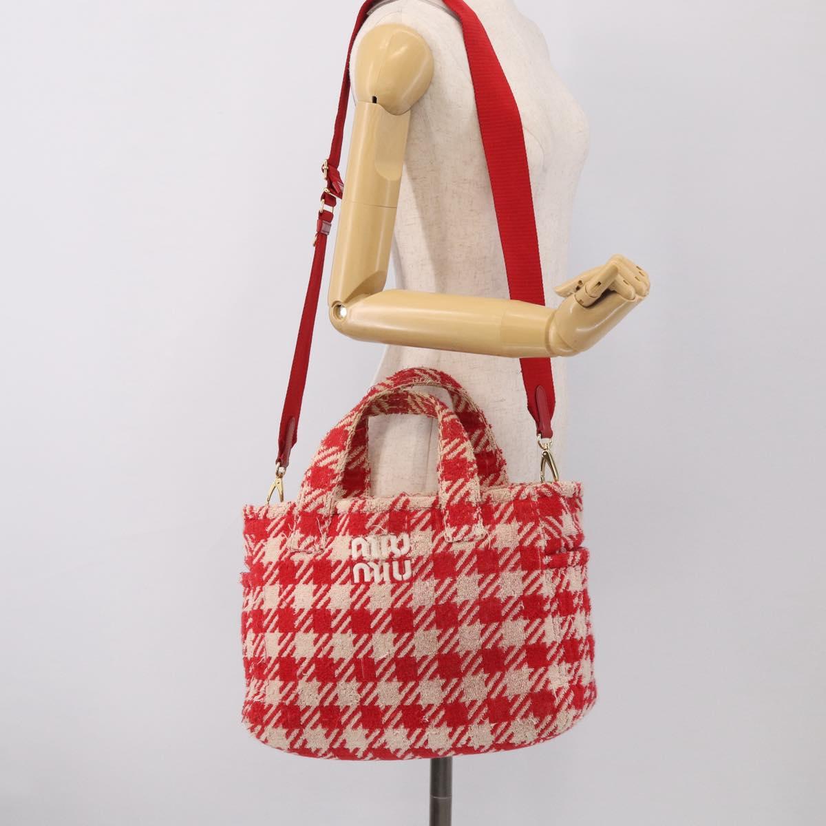 Miu Miu Hand Bag Pile 2way Red Gold Auth 212716