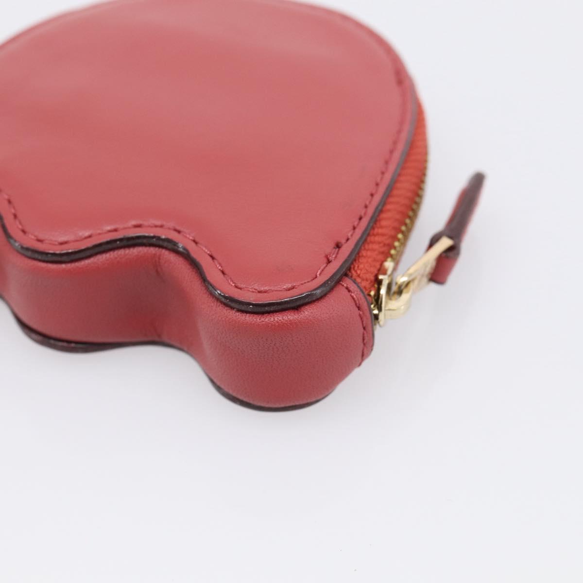 Coach x PAC MAN Coin Purse Leather Red Gold Auth 212718M
