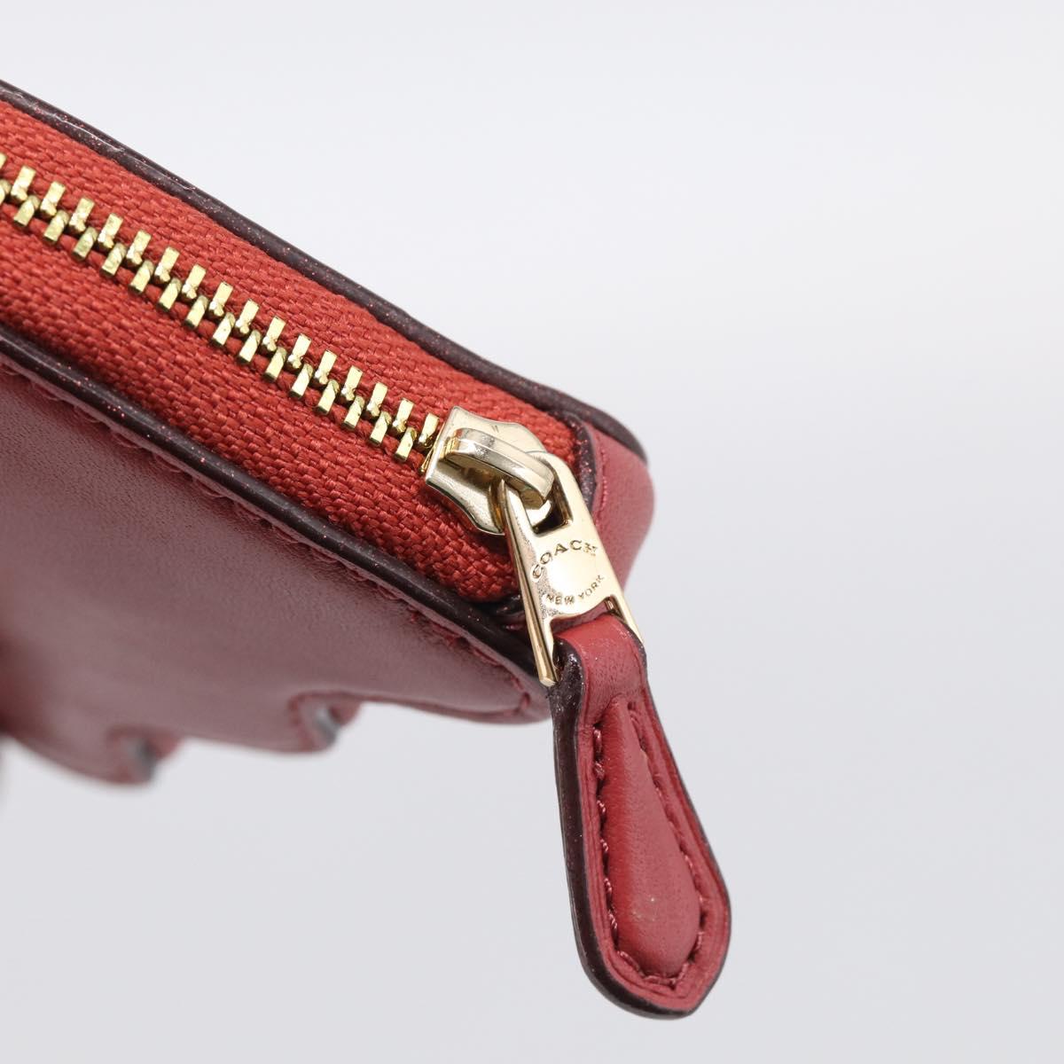 Coach x PAC MAN Coin Purse Leather Red Gold Auth 212718M