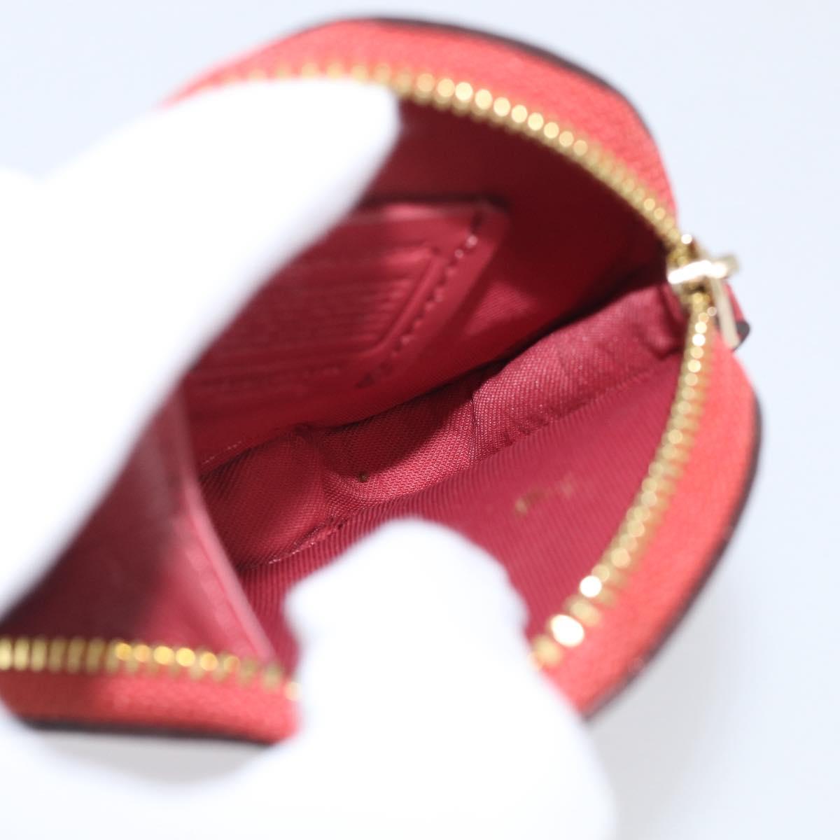 Coach x PAC MAN Coin Purse Leather Red Gold Auth 212718M