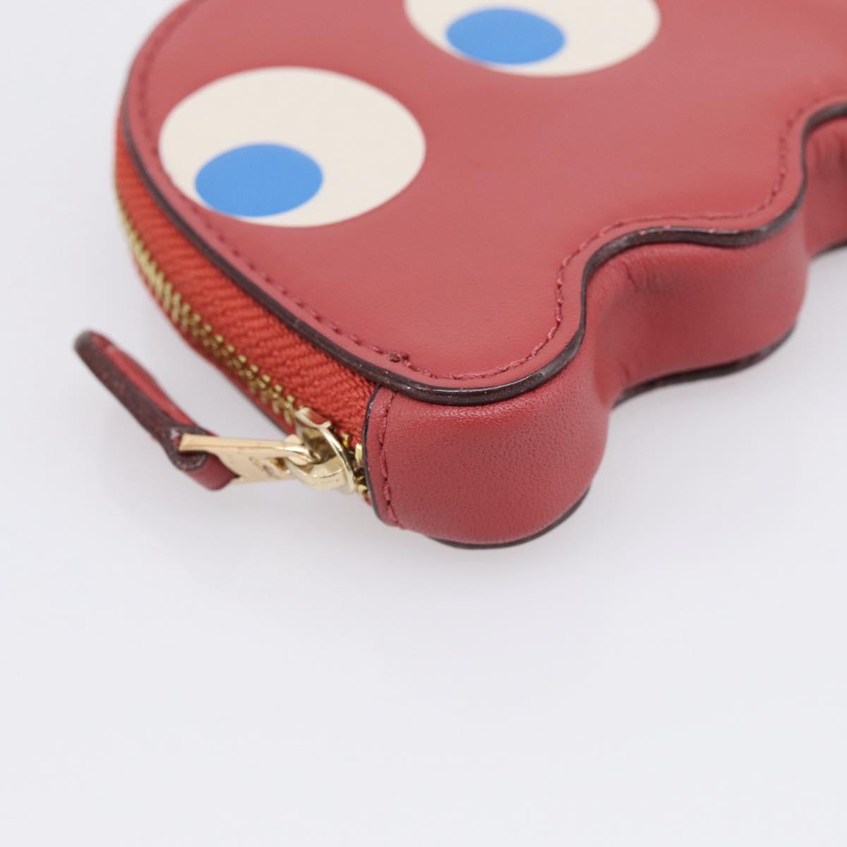 Coach x PAC MAN Coin Purse Leather Red Gold Auth 212718M