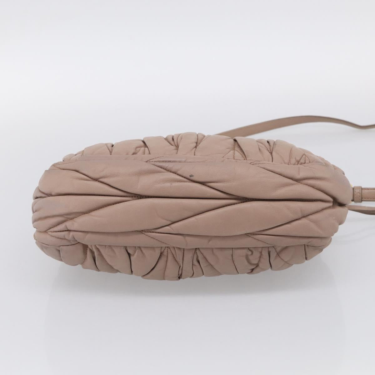 Miu Miu Matelasse Hand Bag Leather 2way Pink Gold Auth 212719A