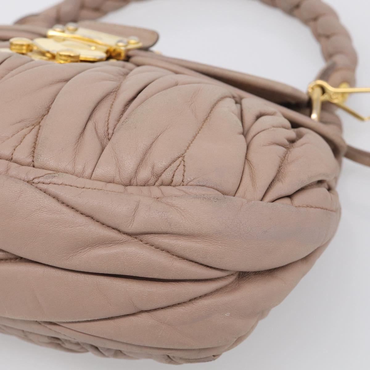 Miu Miu Matelasse Hand Bag Leather 2way Pink Gold Auth 212719A