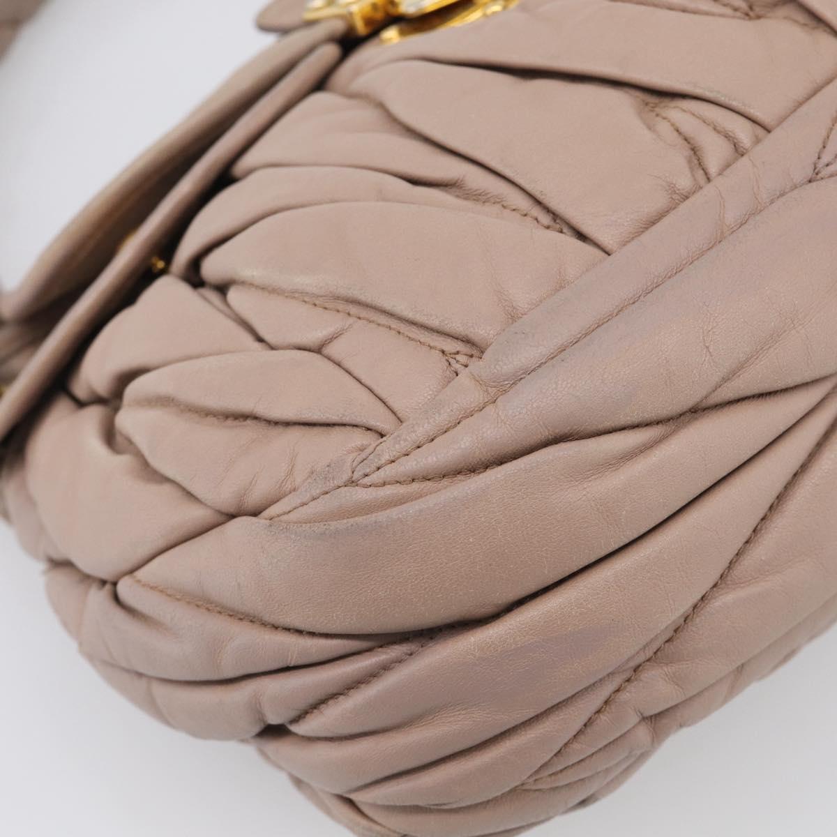 Miu Miu Matelasse Hand Bag Leather 2way Pink Gold Auth 212719A