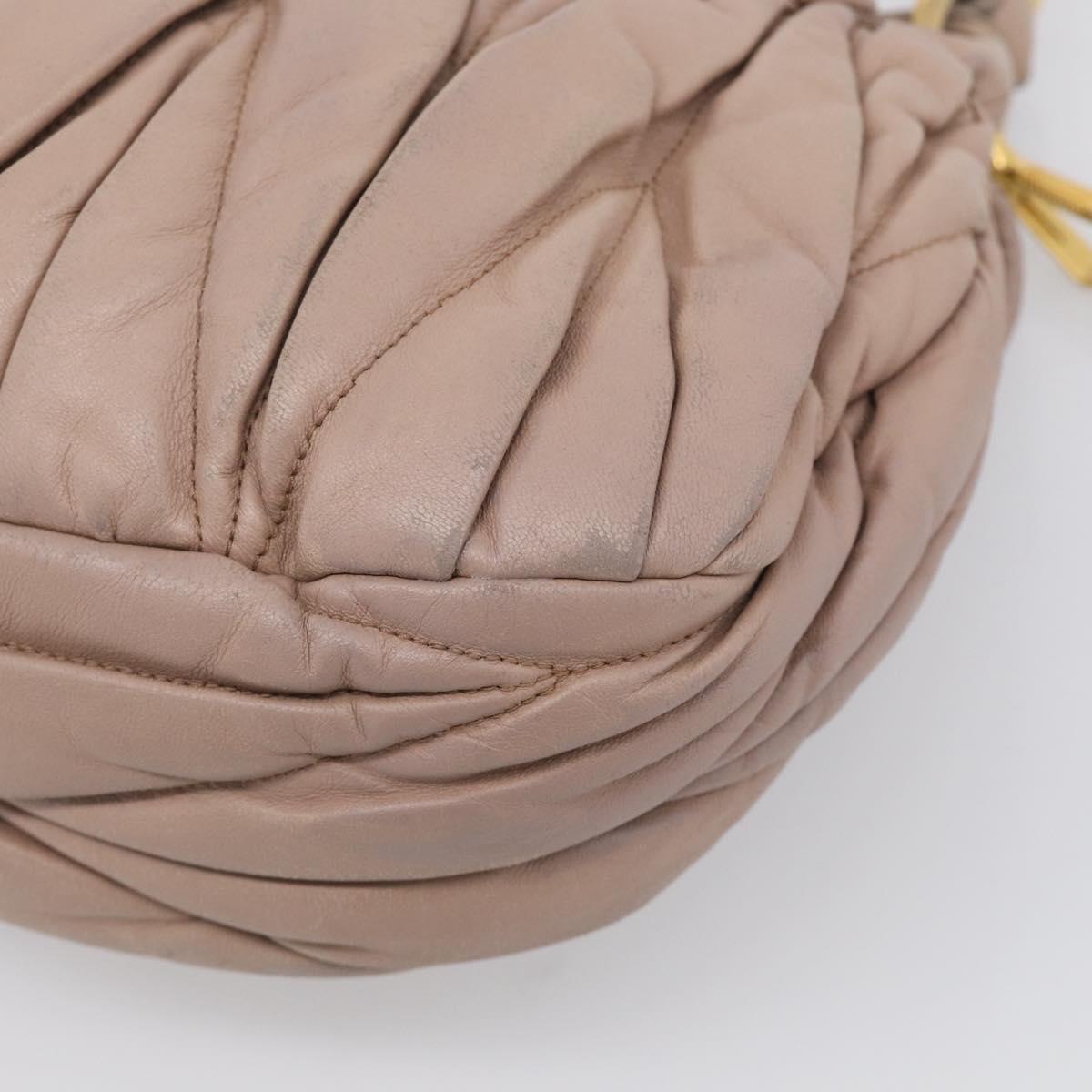 Miu Miu Matelasse Hand Bag Leather 2way Pink Gold Auth 212719A