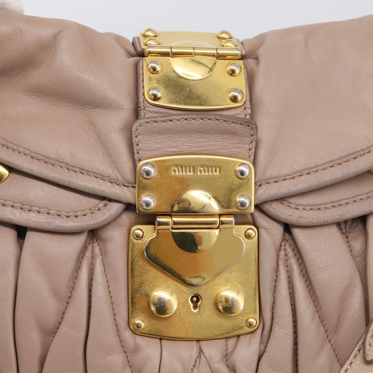 Miu Miu Matelasse Hand Bag Leather 2way Pink Gold Auth 212719A