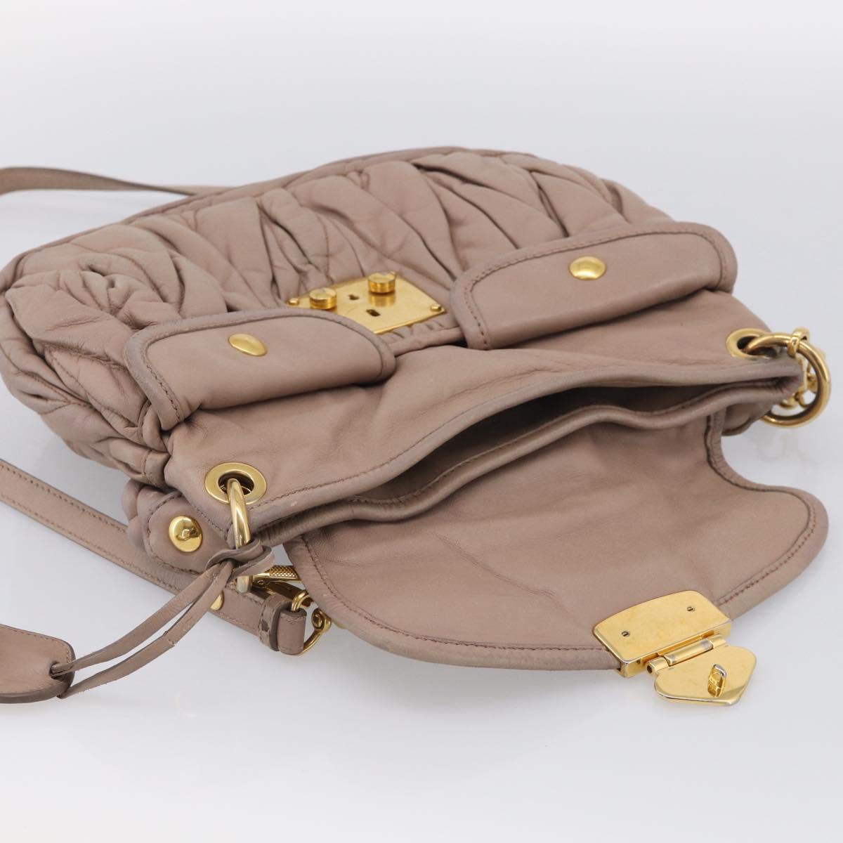 Miu Miu Matelasse Hand Bag Leather 2way Pink Gold Auth 212719A