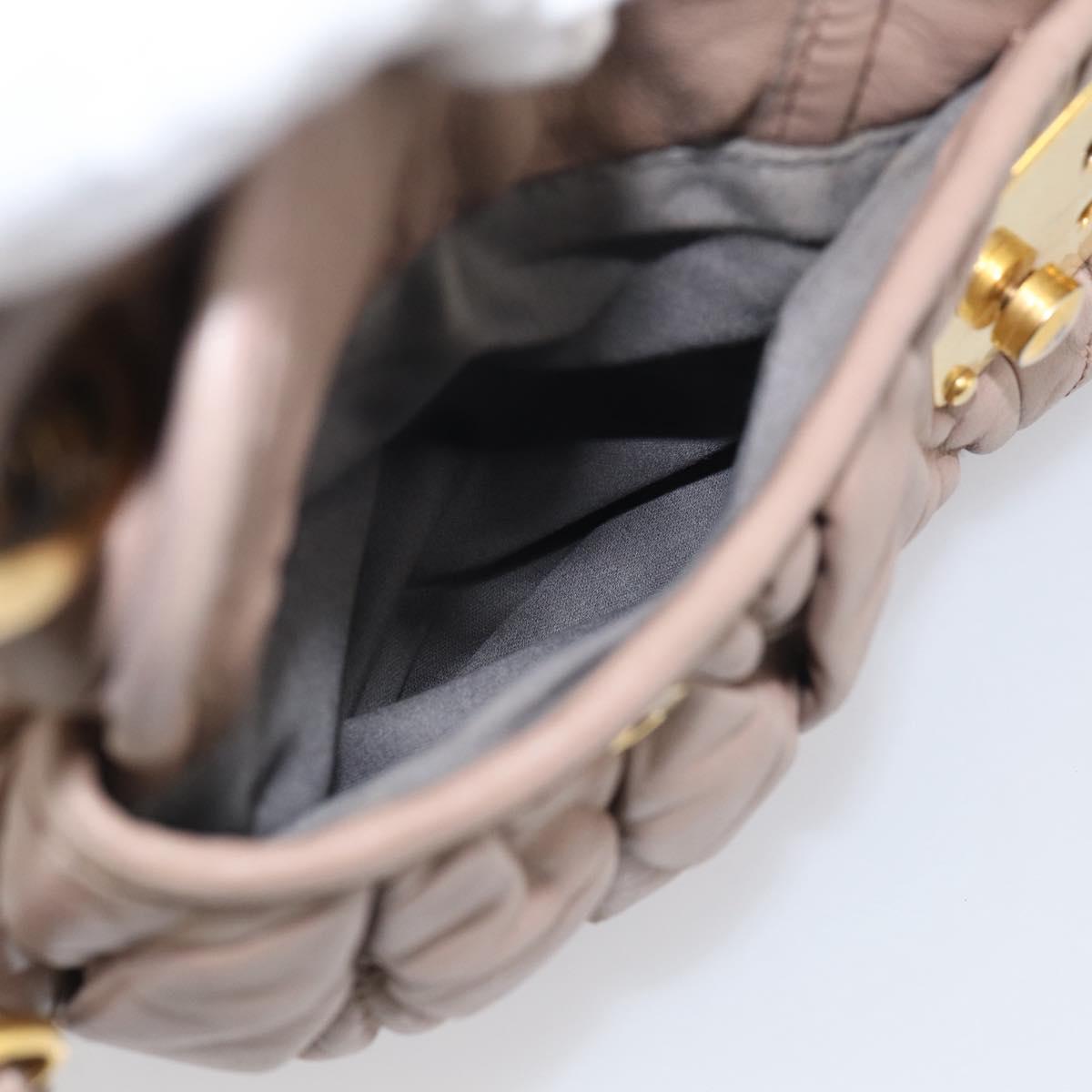 Miu Miu Matelasse Hand Bag Leather 2way Pink Gold Auth 212719A