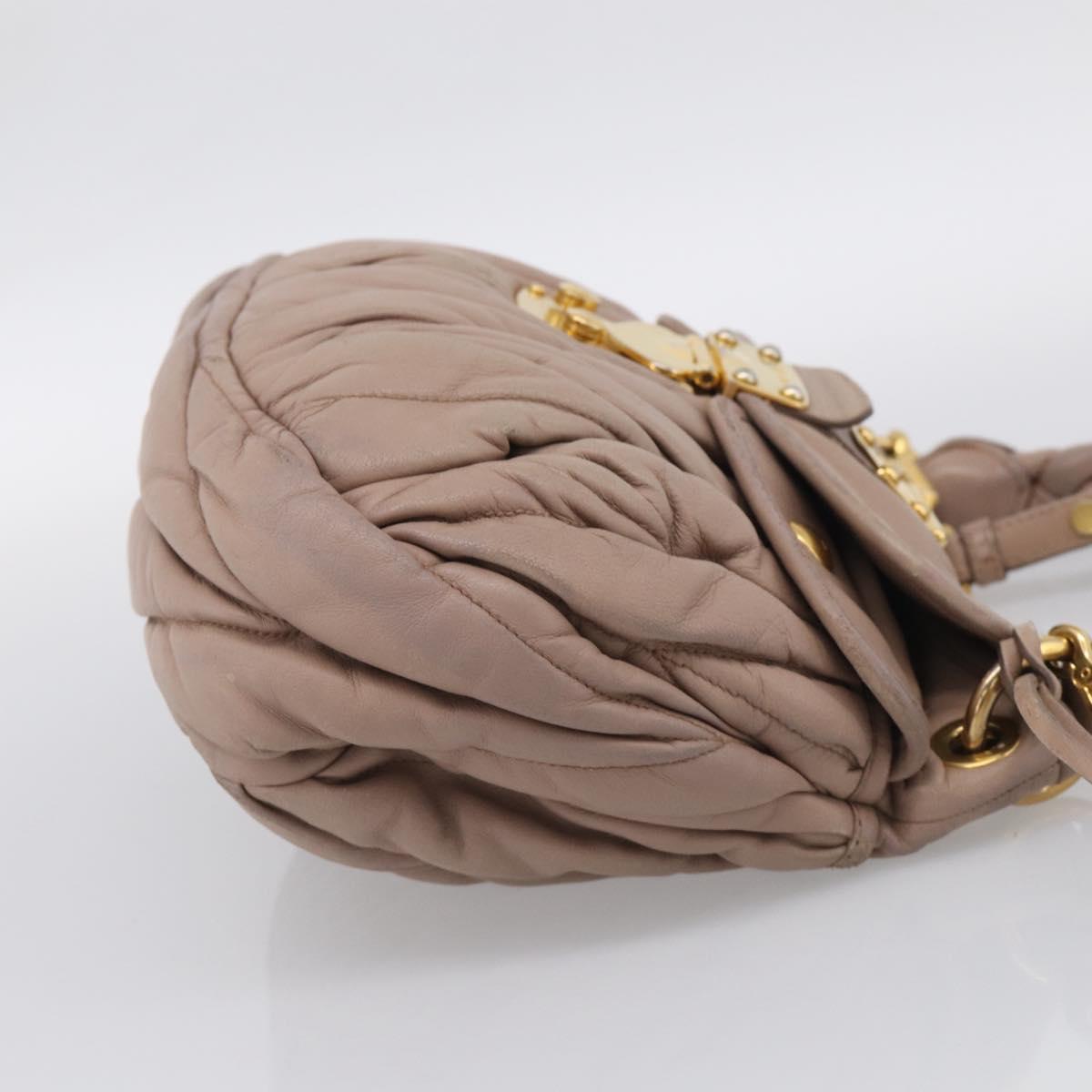 Miu Miu Matelasse Hand Bag Leather 2way Pink Gold Auth 212719A