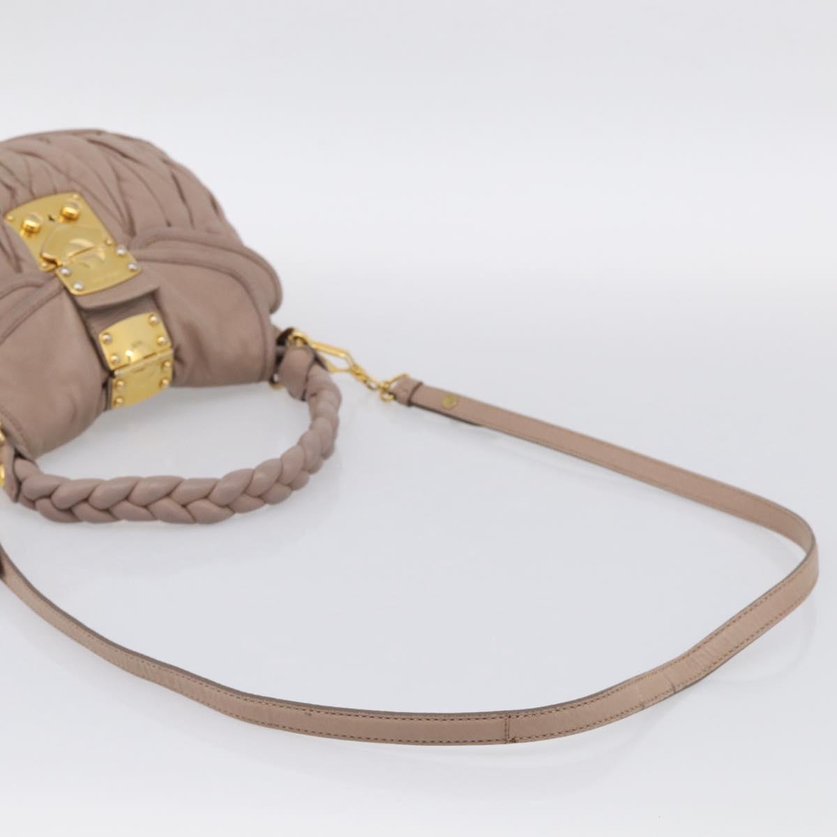 Miu Miu Matelasse Hand Bag Leather 2way Pink Gold Auth 212719A