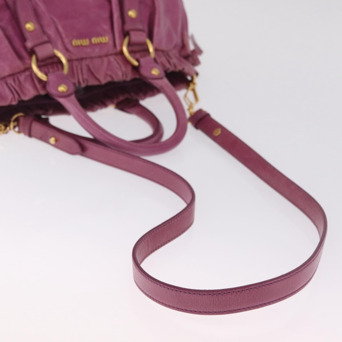 Miu Miu Hand Bag Leather 2way Pink Gold Auth 212720M
