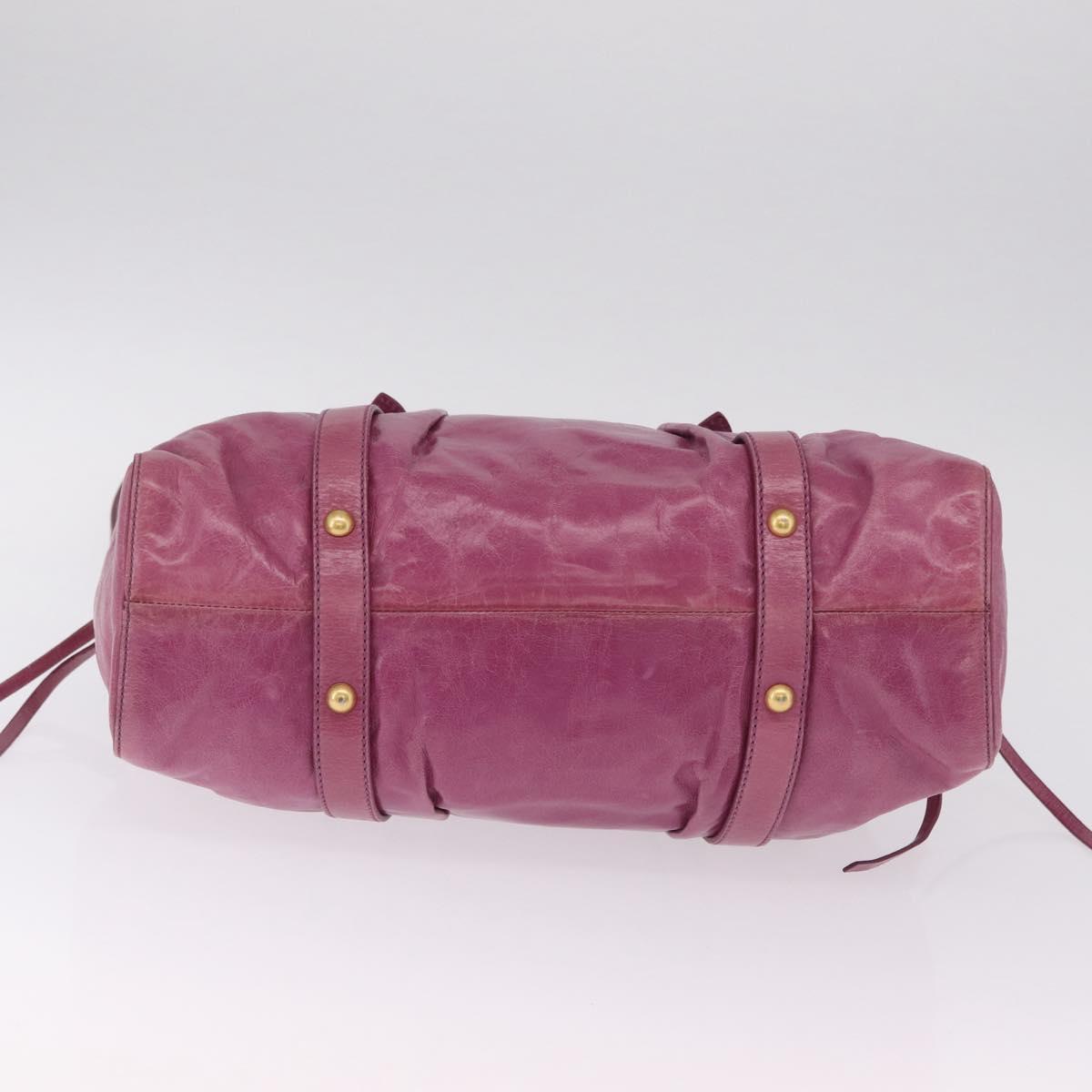Miu Miu Hand Bag Leather 2way Pink Gold Auth 212720M