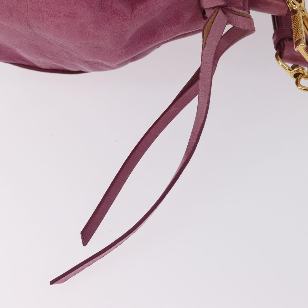 Miu Miu Hand Bag Leather 2way Pink Gold Auth 212720M
