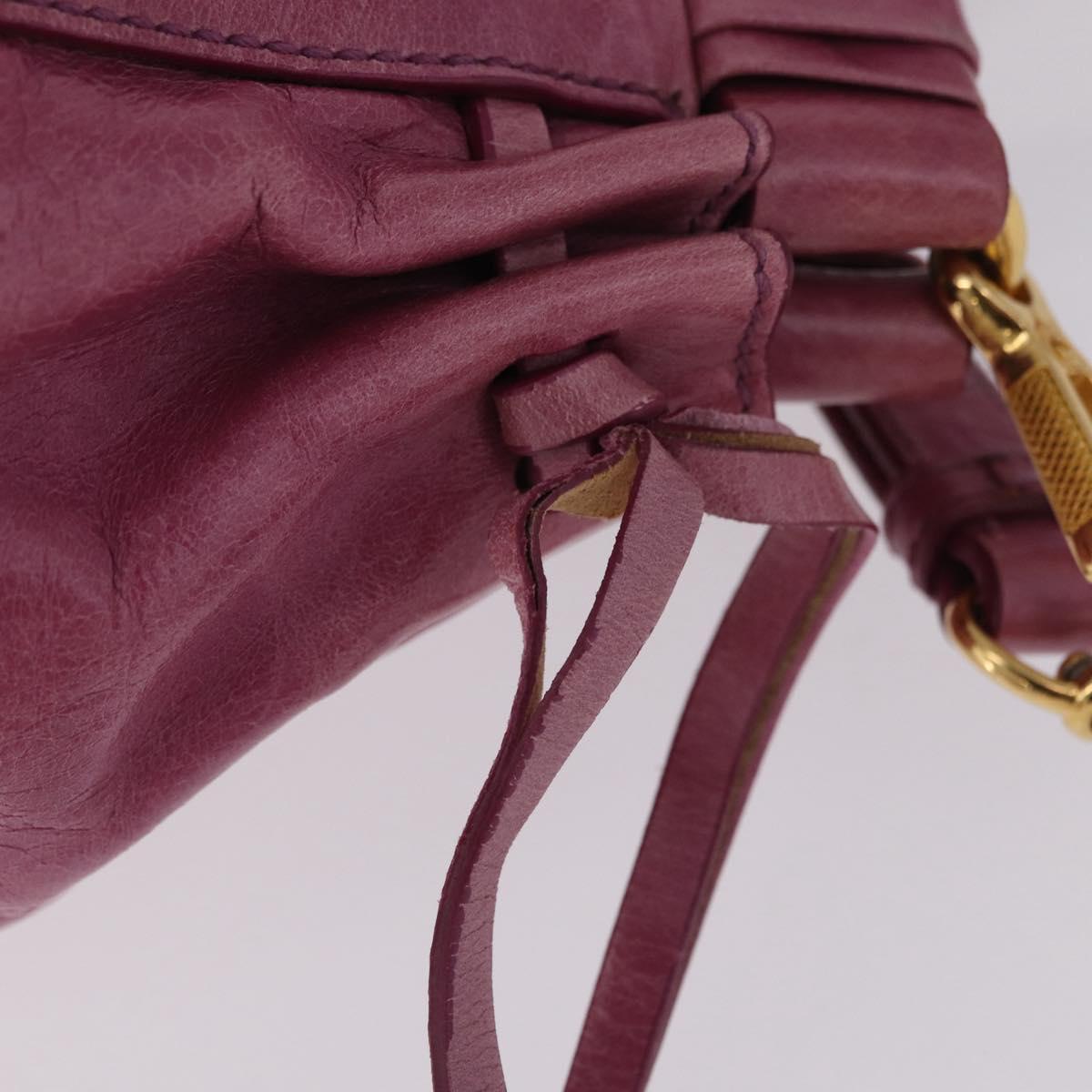 Miu Miu Hand Bag Leather 2way Pink Gold Auth 212720M