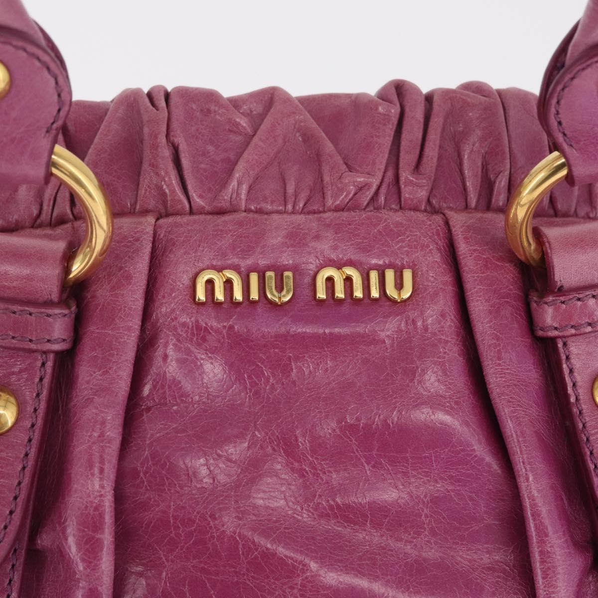 Miu Miu Hand Bag Leather 2way Pink Gold Auth 212720M