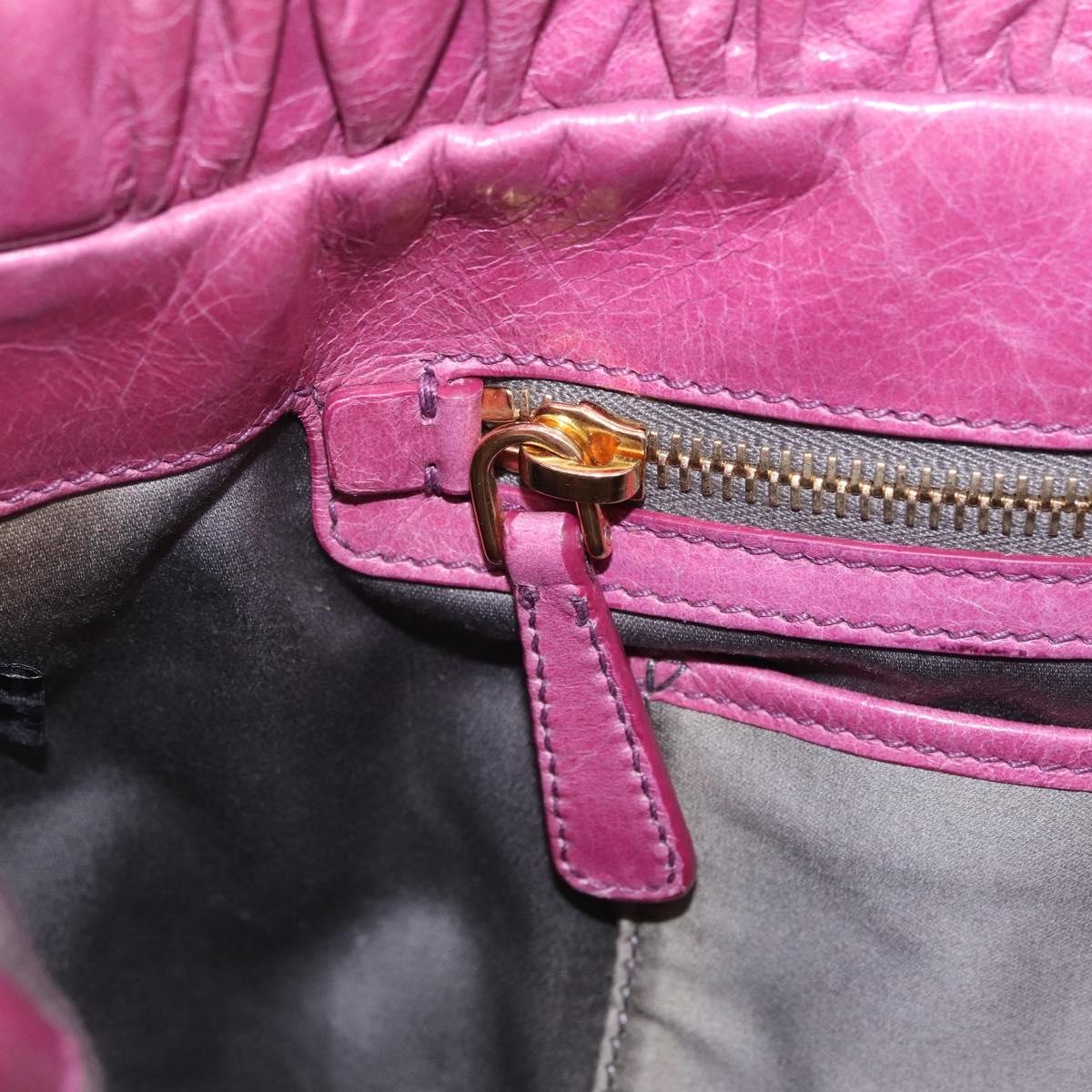 Miu Miu Hand Bag Leather 2way Pink Gold Auth 212720M